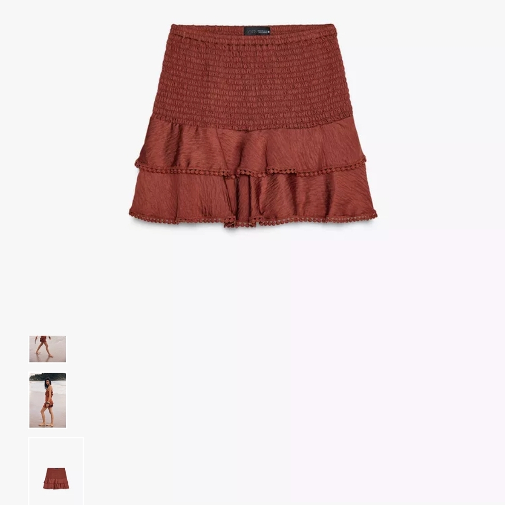Zara Terracotta Mini Skirt with Tiered Ruffles - Picture 2 of 9